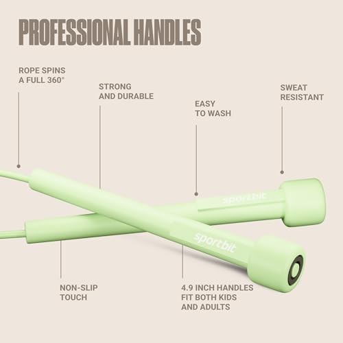 SPORTBIT Adjustable Jump Rope for Fitness and Exercise - color: Green