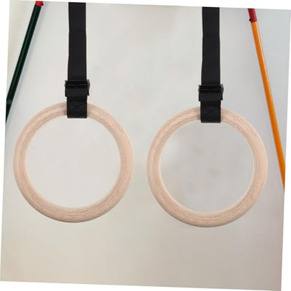 Wooden Gymnastic Rings with Adjustable Straps Bodyweight Workout Rings for and Reliable Exercise Equipment for Strength and Flexibility