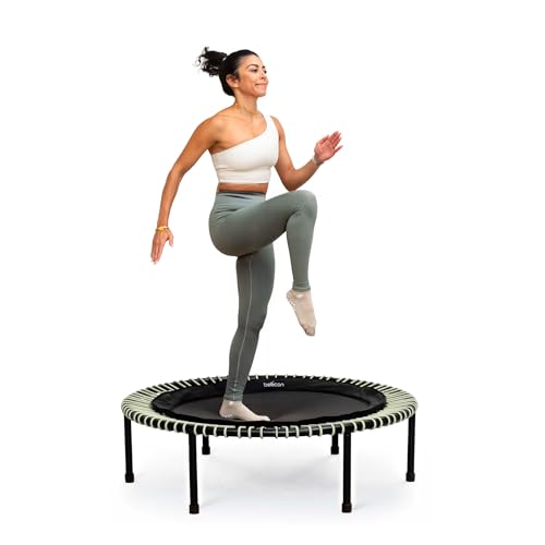 bellicon Mini Trampoline | Bungee Suspension up to 440 lbs | Indoor Fitness Rebounder for Adults | Screw-in Legs - color: Beige, size: 49"