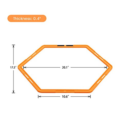 Hex Agility Rings Set of 6/12 Rings for Speed & Agility Footwork Training, Hexagon Ladder with Fitness Equipment Sport Workout Home Gym, Kids and Adults (Orange)