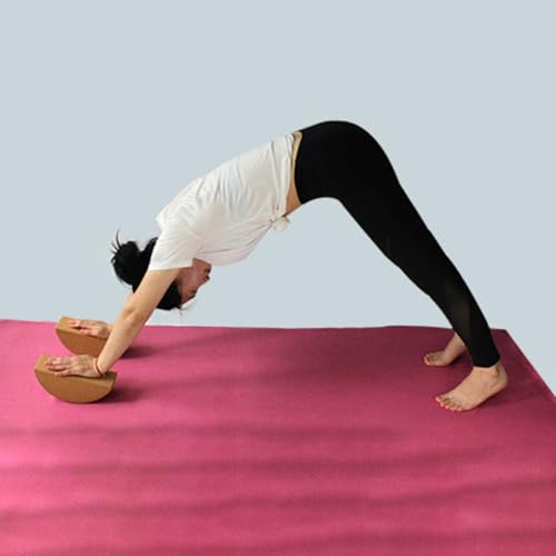 Homoyoyo Yoga Balance Brick Set, Small Cork Half-moon Blocks with Non-slip Surface for Core Strength Training and Stability Support, Sturdy Yoga Tool for Pilates and Fitness Workouts