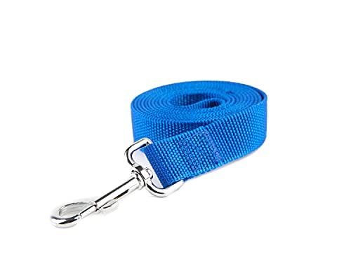 Nylon Dog Training Leash, Traction Rope, 4Ft /5 Foot /6 Feet Long, 5/8 inch 3/4 Inch 1 Inch Wide, for Small and Medium Dogs (1'' x 8 FT, Blue)