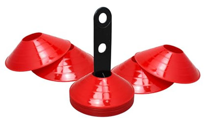 BlueDot Trading Pro Disc Cones High Visibility for Sports, Agility Training, Soccer, Football, Basketball, and Other Sports Durable Cone Markers for Adults or Kids (50-Pack), Red