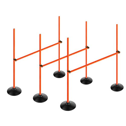 Orange Adjustable Height Agility Hurdle Set Multi-Function Soccer Trainning Pole Set Coaching Sticks with Rubber Base - color: 3.3 FT, style: Pack of 3