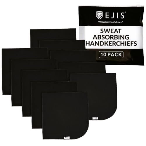Ejis Men's Sweat Rags - Sweat Absorbing Handkerchiefs, 12x12, 10 Pack