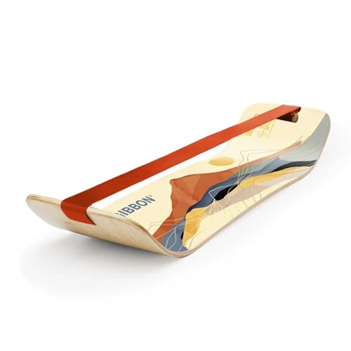 GIBBON SlackBoard - GiBoard Balance Board - Gift for Kids & Adults - 1 & 2 Line Options - Slackline Balance Trainer for Core Workouts, Standing Desk Exercise, Home Gym, Yoga & More - color: Sunrise - 1 Line