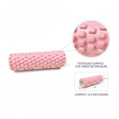 Mini Foam Roller, Textured PVC Surface for Targeted Pressure, Compact 10.2 Inch Design for Travel and Gym Bags (1 PC)