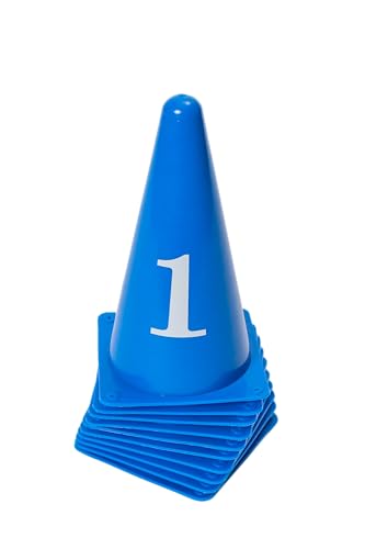 Pack of 10 Durable Numbered Cones for Dog Agility and Sport Training | Build Out Your Dog Agility Course with Cones