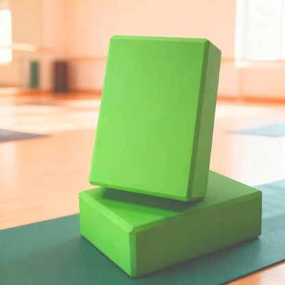 Non-Slip High Density Yoga Foam Blocks for Balance and Support During Yoga Pilates and Meditation GREEN