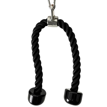 Heavy Tricep Rope Cable Machine Accessories Nylon Tricep Rope for LAT Pull Down Pulley System Attachment, for Home Gym Weight Fitness with Carabiner - color: Black