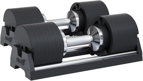 SNODE AD80 Drop Proof 80 lbs Adjustable Dumbbell Set -Adjustable Weights with Cast Iron Plates and Cradle, Knurled Handle, Fast Adjust, Compact Home Gym Equipment for Bench & Press - style: AD80 Pair