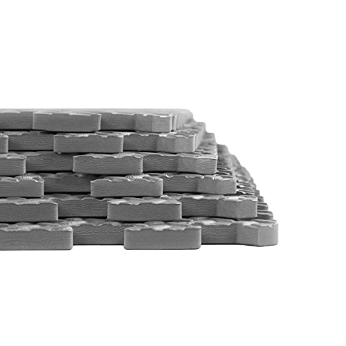 3/8" Thick 100 sq. ft. (25 pcs) Gym EVA Foam Floor Mats (24" x 24") | Steel Pattern, Grey - style: Steel Pattern-Grey