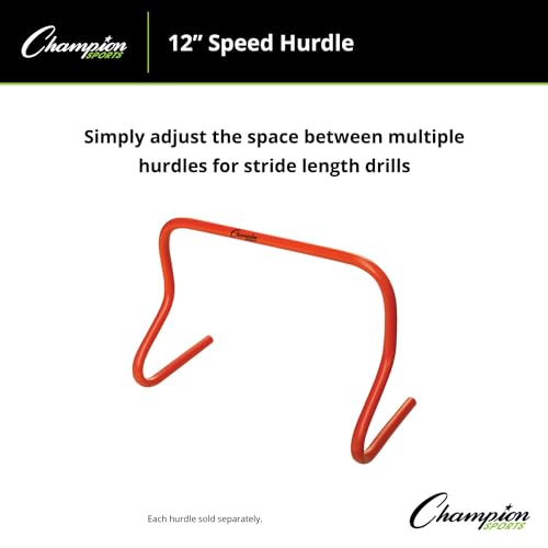Champion Sports Speed Hurdles – Lightweight Adjustable Agility & Jump Training for Athletes - Speed & Stride Drills, Soccer, Football & Track - style: 12" Orange (Single Hurdle)