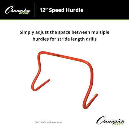 Champion Sports Speed Hurdles – Lightweight Adjustable Agility & Jump Training for Athletes - Speed & Stride Drills, Soccer, Football & Track - style: 12" Orange (Single Hurdle)