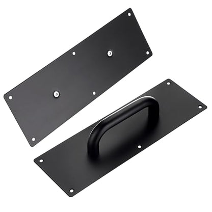 Sumnacon 1 Set 12 Inch Stainess Steel Door Handles - Sturdy Door Pull Push Plates with Screws,Solid Pull Push Handles for Home Office Public,Black - color: Black