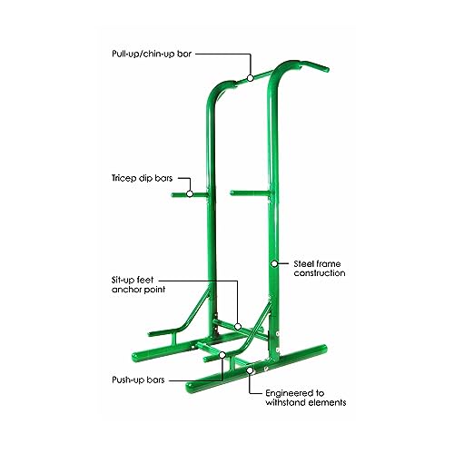 Stamina Pull Up Bar Tower & Dip Station, Free Standing Outdoor Home Gym Equipment - Adjustable and Portable Workout Stand for Calisthenics Body Weight Training