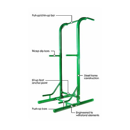 Stamina Pull Up Bar Tower & Dip Station, Free Standing Outdoor Home Gym Equipment - Adjustable and Portable Workout Stand for Calisthenics Body Weight Training