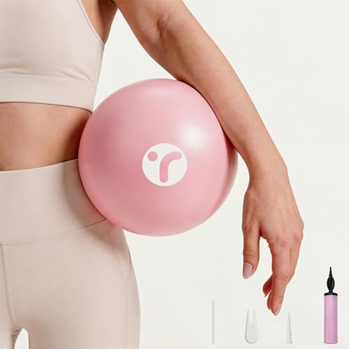9 Inch Mini Pilates Ball with Pump, Anti-Slip Anti-Burst Exercise Balls for Physical Therapy, Pelvic Floor Training, Core Workout & Stretching, No-Odor Thick PVC - color: Pink