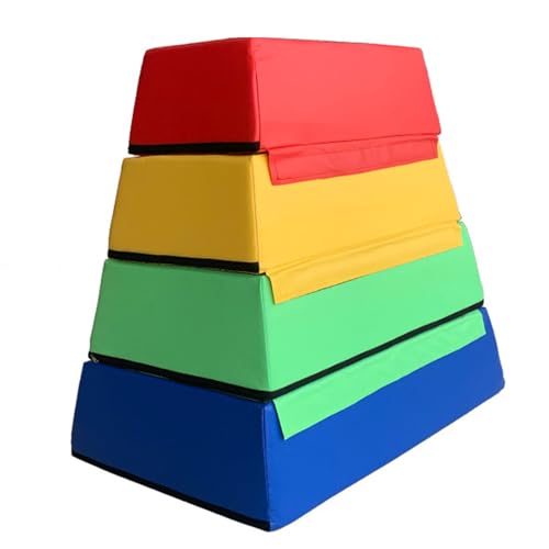 Kids Jumping Boxes for Training, 4 in 1 Soft Plyo Box, High-Density EPE Foam Core - Non-Slip & Easy-to-Clean PVC Leather Cover for Home Gym Outdoor Exercise(Color:Set D) - color: Set D