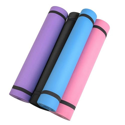 Yoga Mats, 70x23 Inches Non-Slip Extra Thick Anti-Tear High Density Exercise Mat with Carrying Strap,Soft Black Exercise Mats for Gym,Home Workout,Exercise,Pilates,Stretching,Fitness