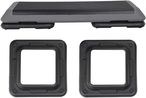 43" Exercise Aerobic Step Platform, Adjustable Fitness Stepper, with 4 Removable Risers for Home Gym Cardio Strength and Training - color: Black