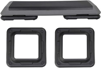 43" Exercise Aerobic Step Platform, Adjustable Fitness Stepper, with 4 Removable Risers for Home Gym Cardio Strength and Training - color: Black