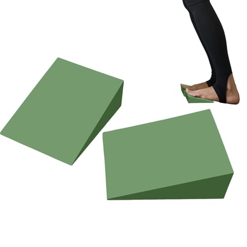 Yoga Foam Wedge - Slant Board Trainer, Elevated Calf Stretch Board | Oil-Proof Home Workout Squat Wedge Slant Board Trainer, Yoga Stretching Wedge Calf Stretch Exercise Board for Men and Women - color: Green 9x6x3cm ( pair)