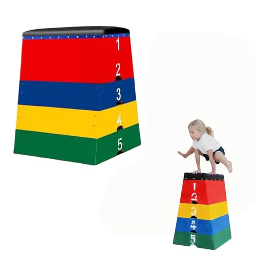 Kids Jumping Boxes for Training, 4 in 1 Stackable Soft Plyo Box, Kids Plyometric Jump Box Set, 5 Levels Stackable, for Kindergarten, Primary School, Home & School Gym