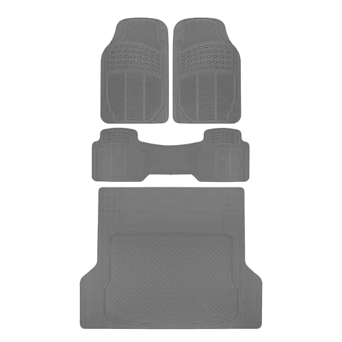 BDK MT-783-785-GR_AMF ProLiner All Weather Rubber Auto Floor Mats and Cargo Liner Heavy Duty, 4 Piece, Gray - color: Gray, size: Combo + Cargo