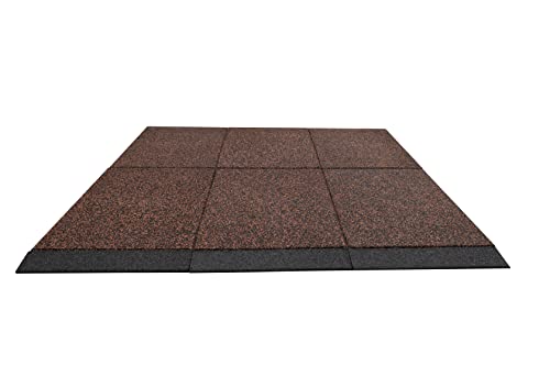 Elevate Rubber Playground Tiles - 1" Thick High Density Interlocking Shock Absorbent Safety Tile for Playgrounds, and Exercise Equipment - 20" X 20" (1 Tile - 2.7 Sq. Ft. - Brown)