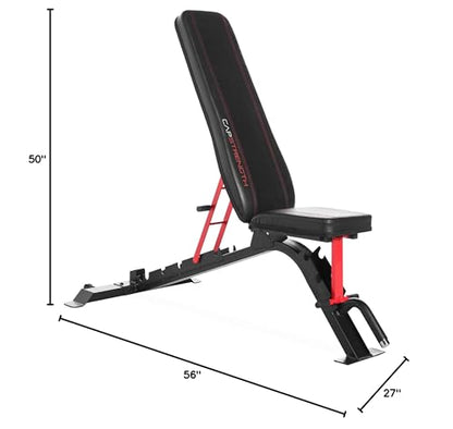 CAP Barbell Strength FID Workout Bench | Flat Incline Decline Positions, Black/Red