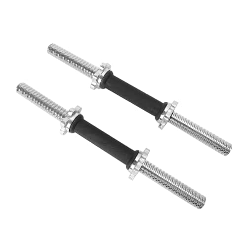 Threaded Dumbbell Rubber/Chrome Handles 1 Inch Pair, Adjustable Dumbbell Bar Handles, Fits Standard Weight Plates with 1” Diameter, for Gym Workouts, Exercise, Weightlifting, Sold in Pair - color: Rubber Handgrips, size: 15.75 Inch