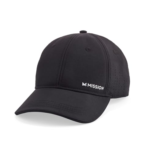 MISSION Cooling Vented Performance Hat Unisex Cap for Workouts, Golf & Running, Sweat & Water Activated Technology - color: Black