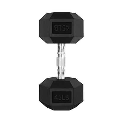 RitFit Rubber Coated Hex Dumbbell Set with Rack, 5-780LB for Home Gym Strength Training, Anti-Slip Knurled Handle, Hexagon Anti-Roll, Heavy-Duty Storage Rack - style: 45 LB