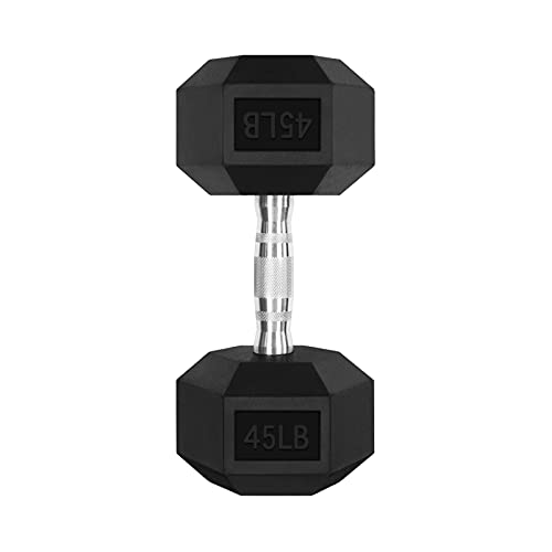 RitFit Rubber Coated Hex Dumbbell Set with Rack, 5-780LB for Home Gym Strength Training, Anti-Slip Knurled Handle, Hexagon Anti-Roll, Heavy-Duty Storage Rack - style: 45 LB