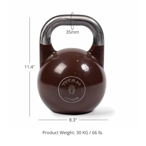 Titan Fitness Competition Kettlebell, Single Piece Casting, KG Markings, Full Body Workout - size: 66.0 Pounds