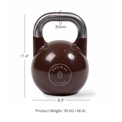 Titan Fitness Competition Kettlebell, Single Piece Casting, KG Markings, Full Body Workout - size: 66.0 Pounds