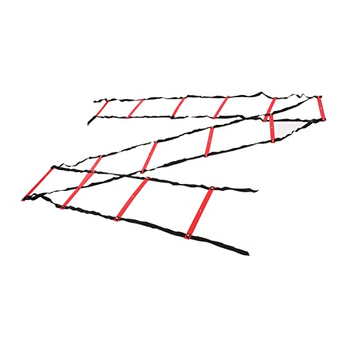 7M 14 Rung Fixed Agility Ladder for Speed Training, Soccer, Football and Fitness, Made of Durable PP Material, Lightweight and Easy to Install, Includes Training Angle for Com (Red)