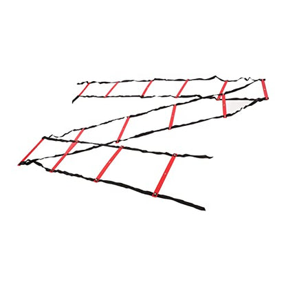 7M 14 Rung Fixed Agility Ladder for Speed Training, Soccer, Football and Fitness, Made of Durable PP Material, Lightweight and Easy to Install, Includes Training Angle for Com (Red)