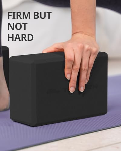 Trideer Yoga Blocks 2 Pack, Soft Non-Slip Foam Blocks with Beveled Edges for Alignment and Stretching in Yoga, Pilates, and Dance - Supportive, Lightweight, Odor Resistant, Latex-Free