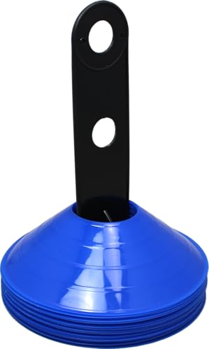 BlueDot Trading High Visibility Disc Cones for Sports, Agility Training, Soccer, Football, Field Cone Markers for Adults, Blue, Quantity 25-Pack