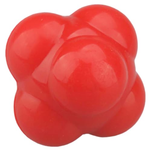 Hemoton Hexagonal Reaction Ball for Hand Eye Coordination Training, Red Large 68mm Silicone Agility Fitness Ball for Indoor Speed and Reflex Exercise