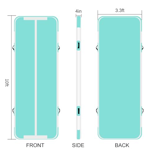 Inflatable Air Gymnastics Mat Training Mats 4 inches Thickness Inflatable Gymnastics Tracks With Pump For Home Use/Training/Cheerleading/Yoga/Water - color: Green+White