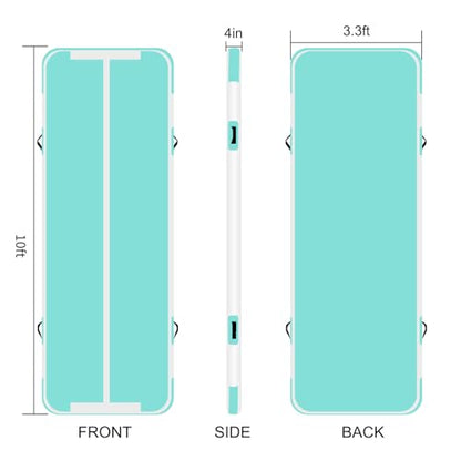 Inflatable Air Gymnastics Mat Training Mats 4 inches Thickness Inflatable Gymnastics Tracks With Pump For Home Use/Training/Cheerleading/Yoga/Water - color: Green+White