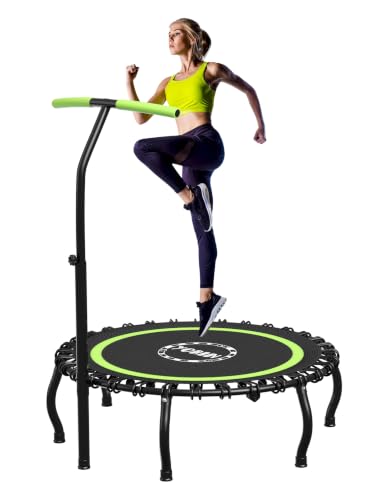 YORIN Rebounder Tranpoline for Adults, 330LBS Fitness Indoor Tranpoline, 40" 48" 50" Mini Exercise Tranpoline with Bungees, Stable Quiet Workout Small Tranpoline, Equipment Exercise at Home - color: Green, size: 50 IN
