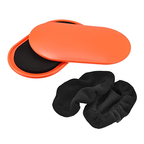 uxcell Exercise Core Sliders, Oval Glider Discs with Feet Covers, Dual Sided Usage in Home Gym for Full Body Workout - color: Orange