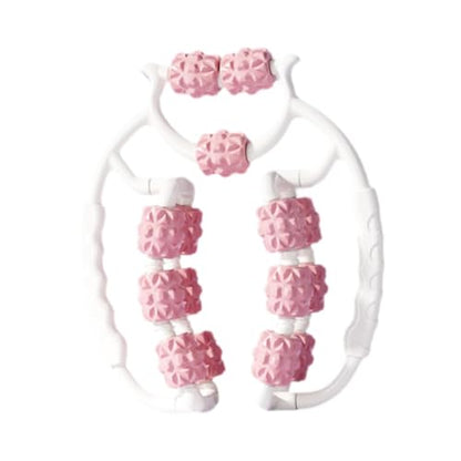Massage Roller for Legs Foam Roll 15 Wheels Portable Exercise 360 ° Deep Tissue Massage Tool for Gym Physics, Pink - color: Pink