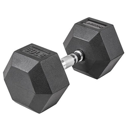 Lifeline Fitness Hex Dumbbells, Rubber Wrapped Hex Dumbbells, Premium Quality, Ergonomic Knurled Handle, Dumb Bells for Exercise, Home Gym Exercise Weights - style: 50 lb