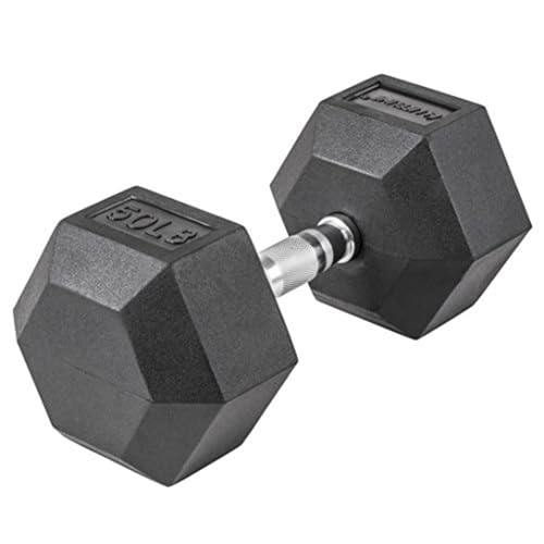 Lifeline Fitness Hex Dumbbells, Rubber Wrapped Hex Dumbbells, Premium Quality, Ergonomic Knurled Handle, Dumb Bells for Exercise, Home Gym Exercise Weights - style: 50 lb