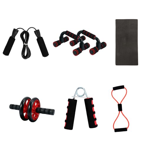 VICASKY Red Dual-wheel Ab Roller Set with Elbow Supports Home Gym Fitness Equipment for Unisex Abdominal Exercise and Push-up Workouts Portable Compact